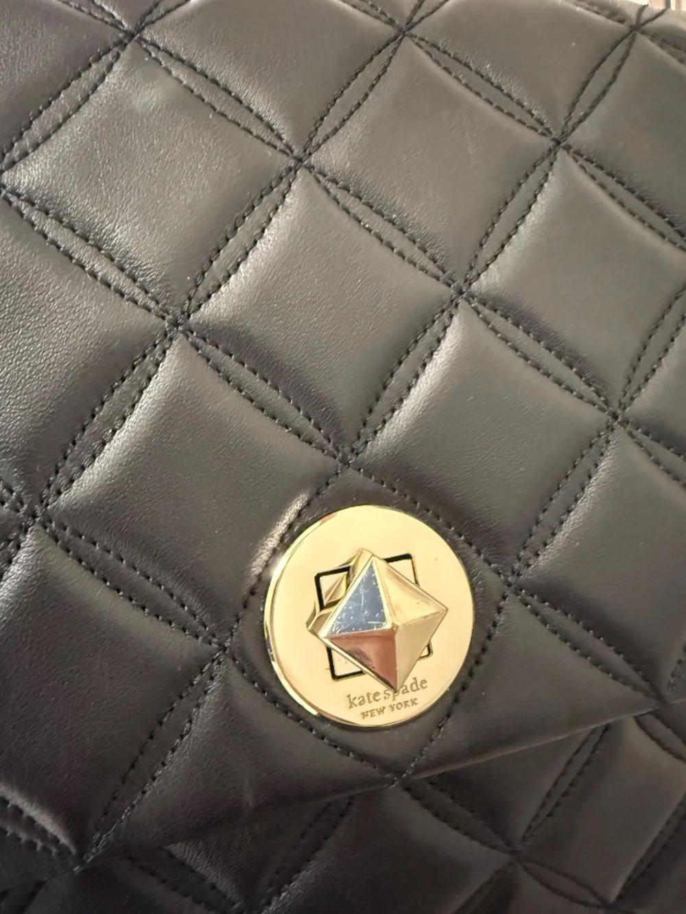 Kate Spade New York Natalia Quilted Crossbody Shoulder Bag With Gold Link Chain